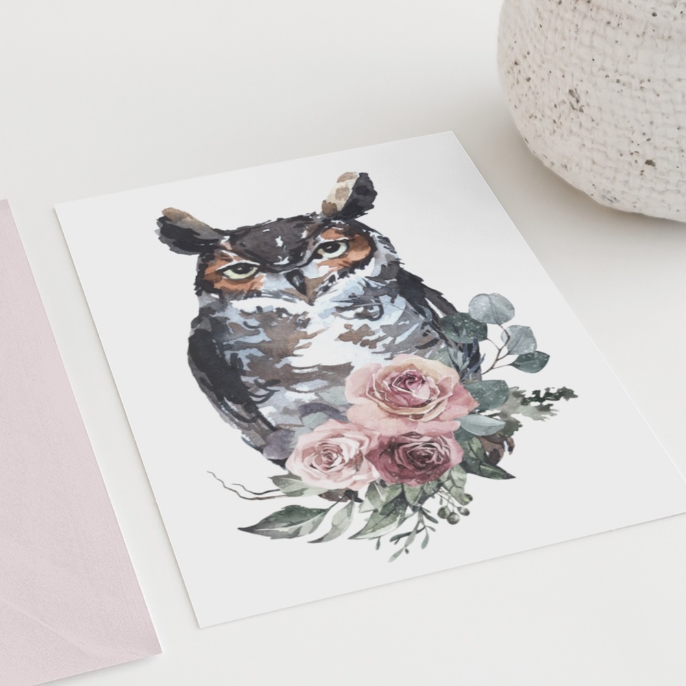 Owl Watercolor Wall Art Print Poster  Unframed - Picture 9 of 15